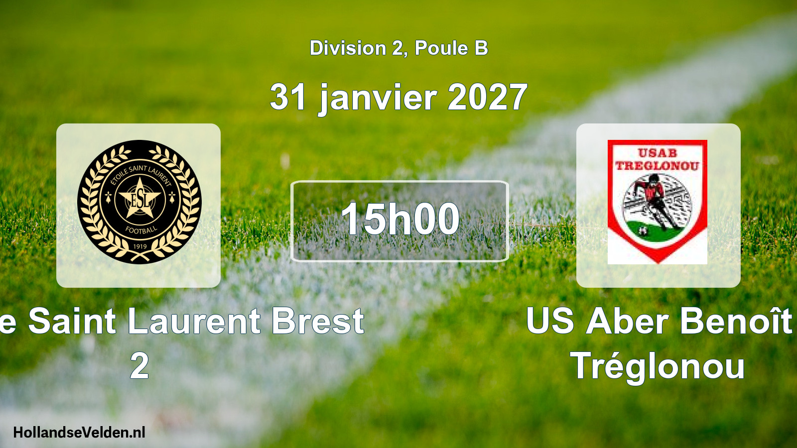 Match programmé: Étoile Saint Laurent Brest 2 - US Aber Benoît Tréglonou (31 janvier 2027)