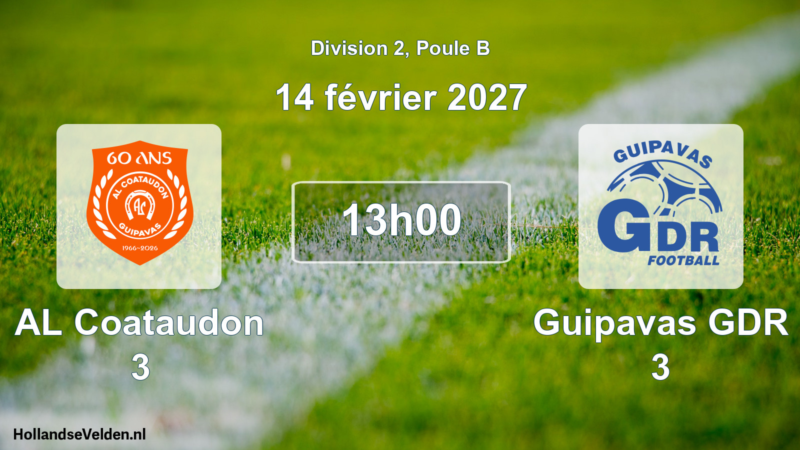 Match programmé: AL Coataudon 3 - Guipavas GDR 3 (14 février 2027)