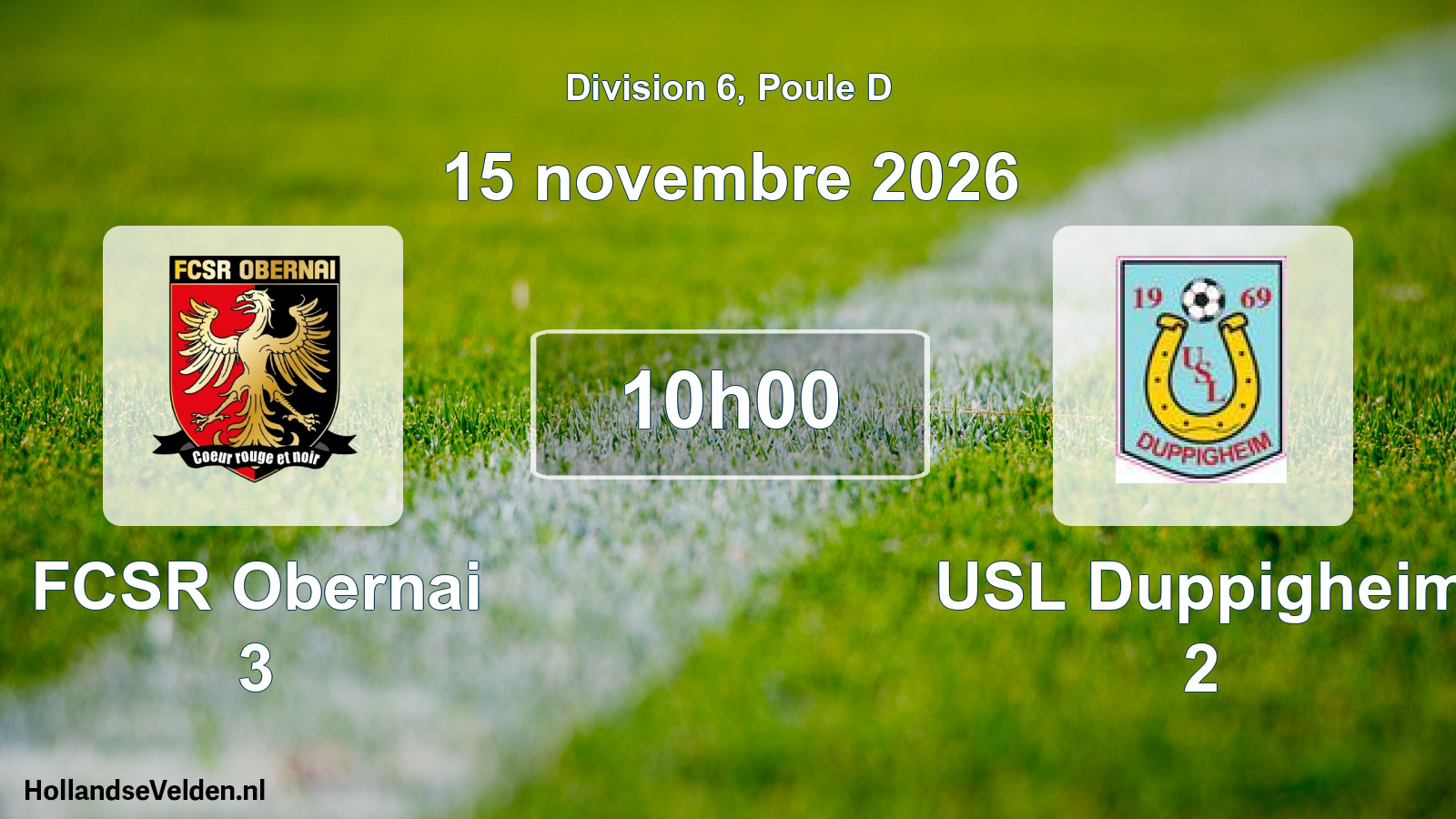 Match programmé: FCSR Obernai 3 - USL Duppigheim 2 (15 novembre 2026)