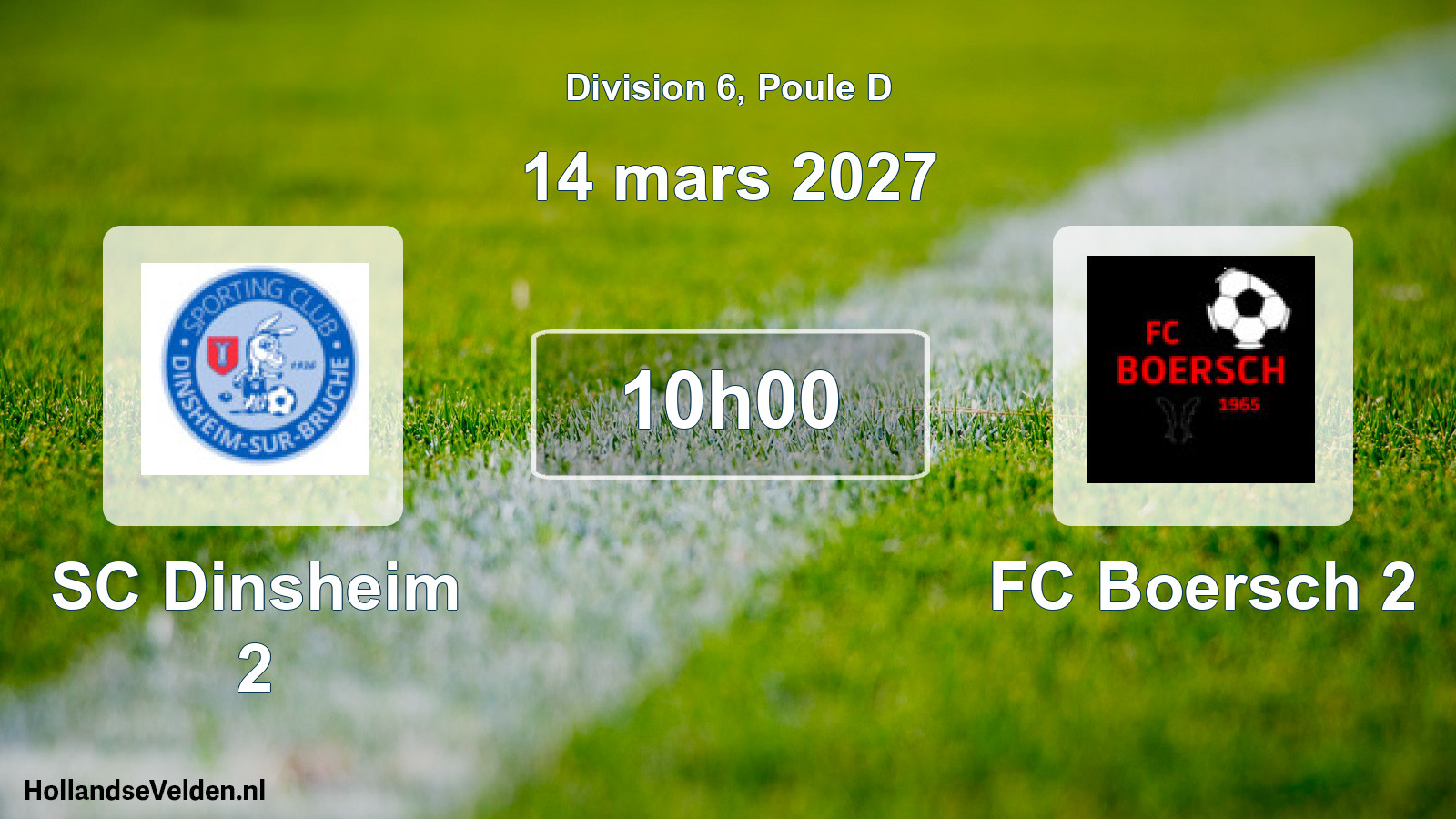 Match programmé: SC Dinsheim 2 - FC Boersch 2 (14 mars 2027)