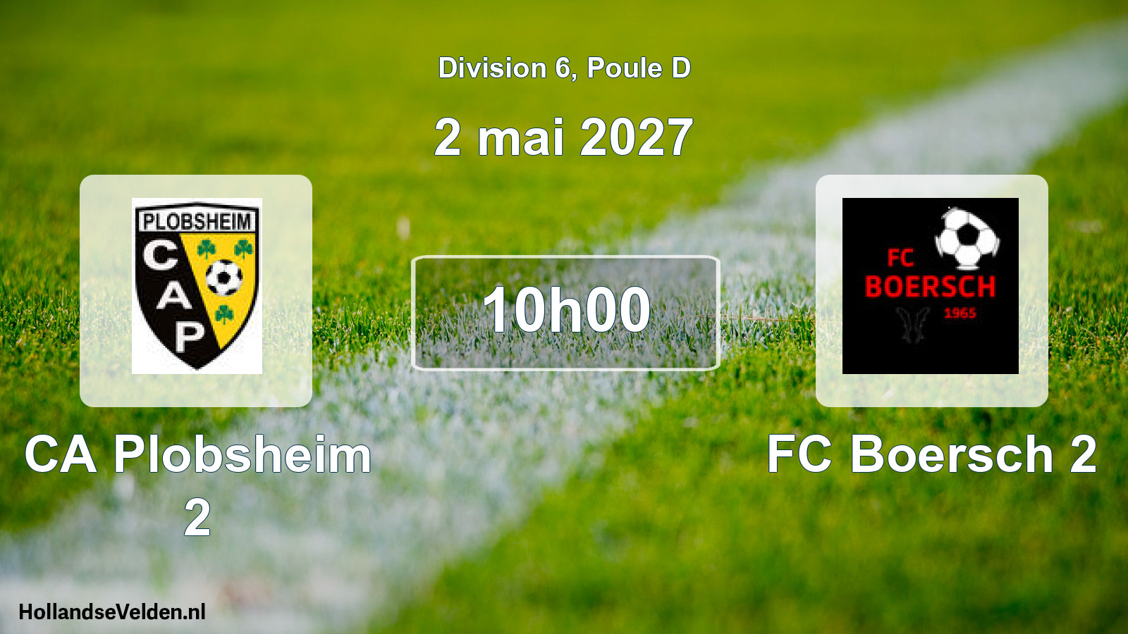 Match programmé: CA Plobsheim 2 - FC Boersch 2 (2 mai 2027)