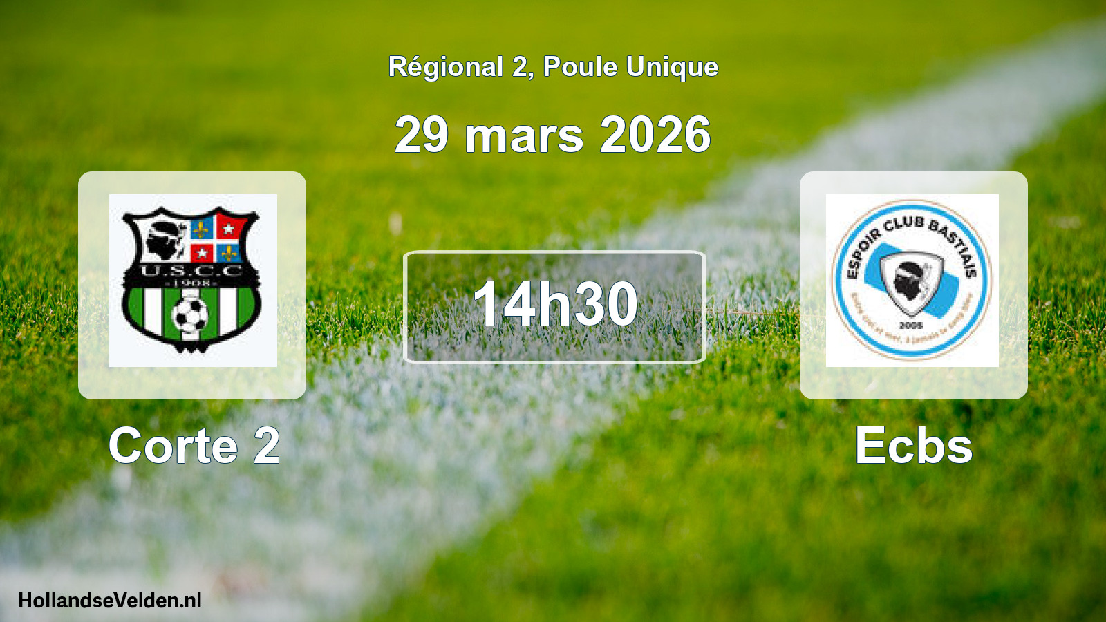 Geplande wedstrijd: Corte 2 - Ecbs (29 mars 2026)