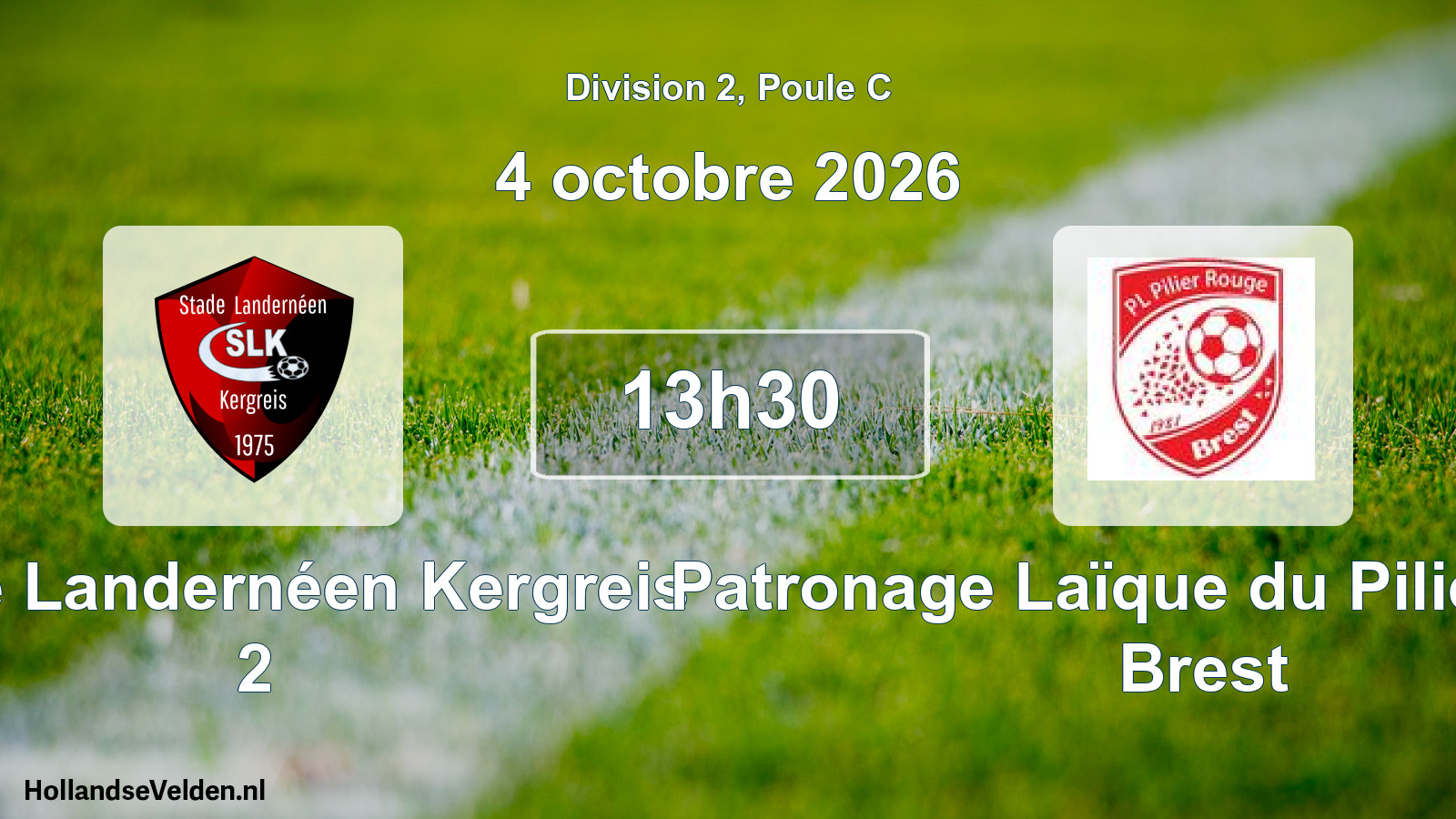Geplande wedstrijd: Stade Landernéen Kergreis 2 - Patronage Laïque du Pilier Rouge Brest (4 oktober 2026)
