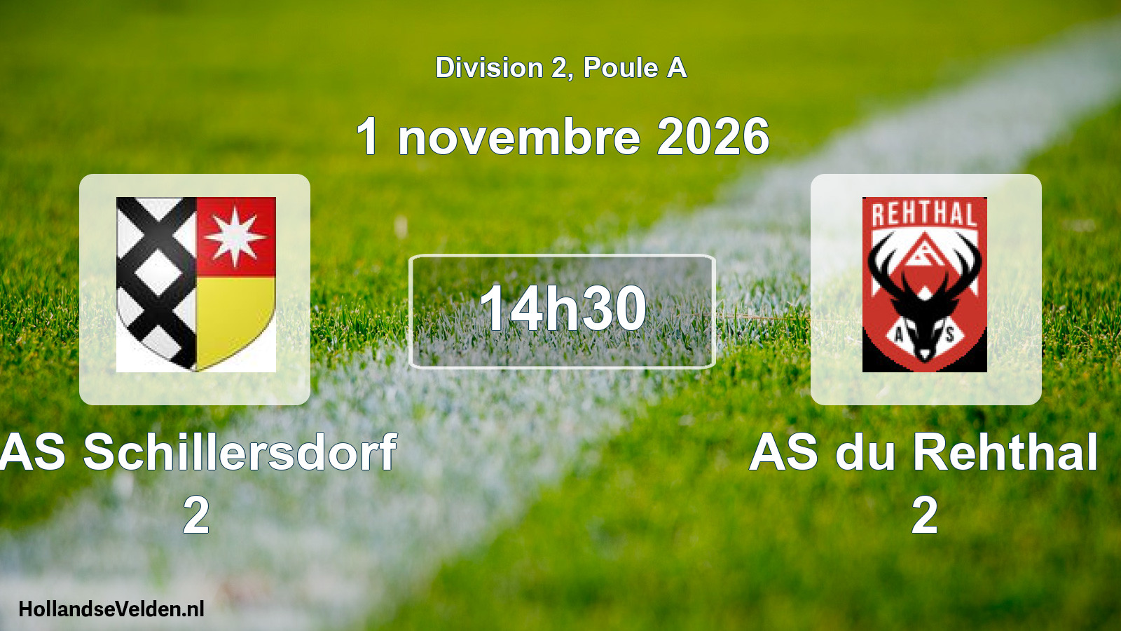 Match programmé: AS Schillersdorf 2 - AS du Rehthal 2 (1 novembre 2026)