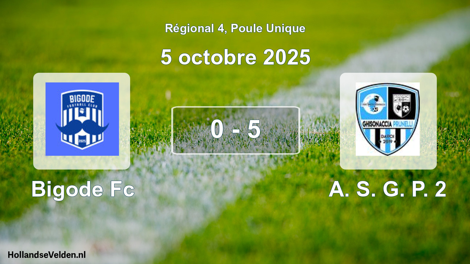 Gespeelde wedstrijd: Bigode Fc - A. S. G. P. 2 0 - 5 (5 oktober 2025)