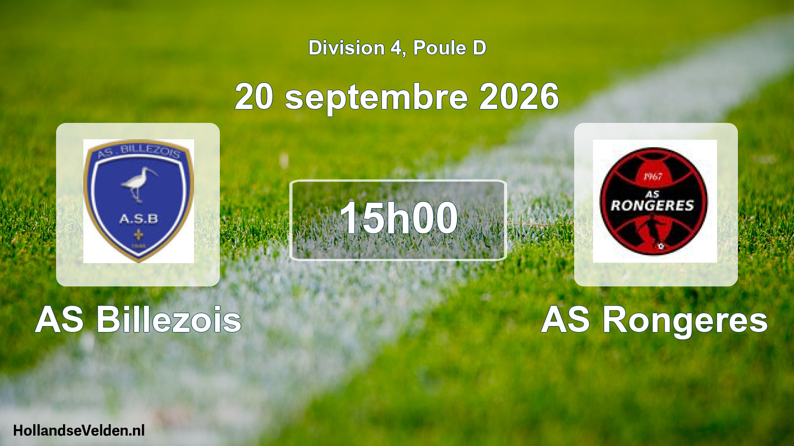 Scheduled Match: AS Billezois - AS Rongeres (20 September 2026)