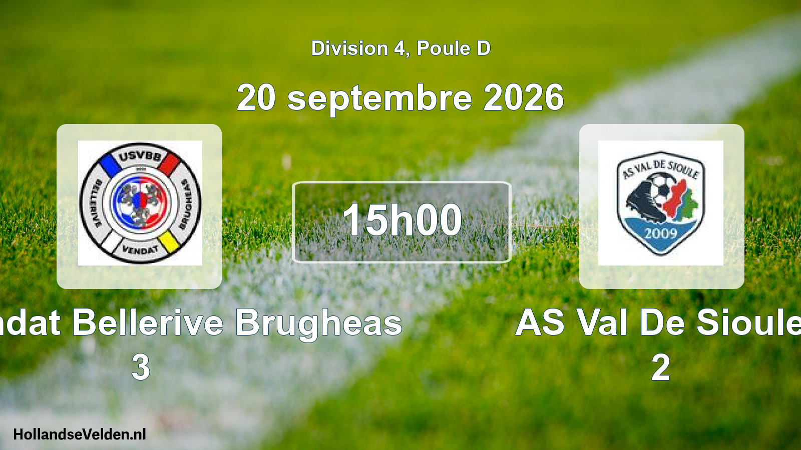 Match programmé: US Vendat Bellerive Brugheas 3 - AS Val De Sioule 2 (20 septembre 2026)