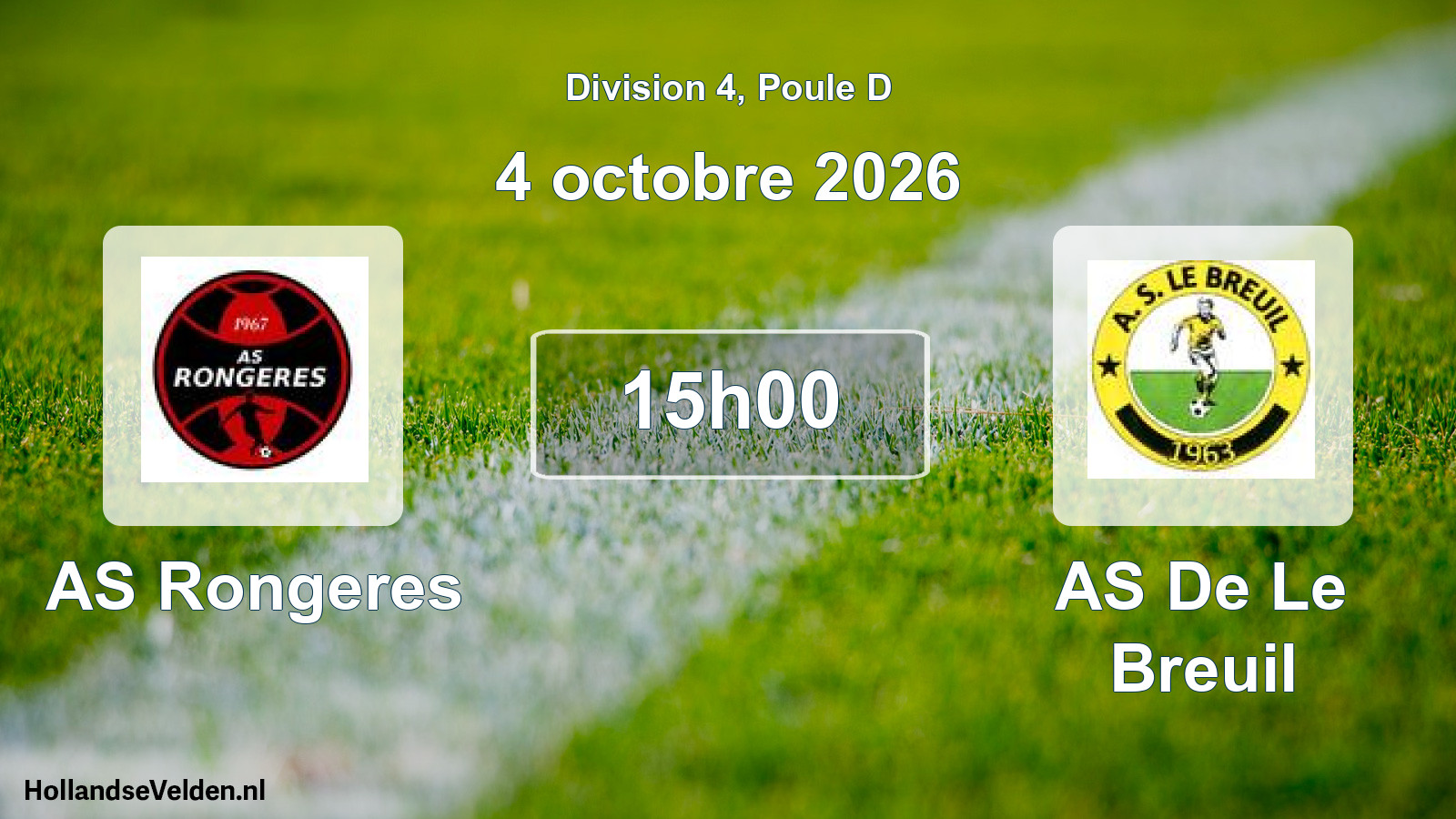 Match programmé: AS Rongeres - AS De Le Breuil (4 octobre 2026)