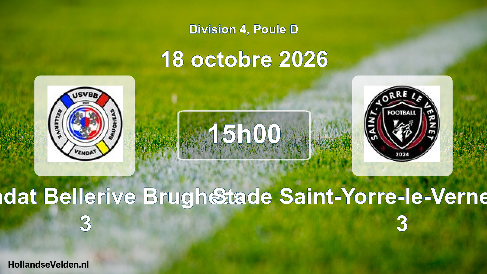 Match programmé: US Vendat Bellerive Brugheas 3 - Stade Saint-Yorre-le-Vernet Football 3 (18 octobre 2026)