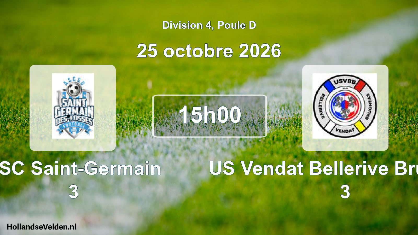 Match programmé: ASC Saint-Germain 3 - US Vendat Bellerive Brugheas 3 (25 octobre 2026)