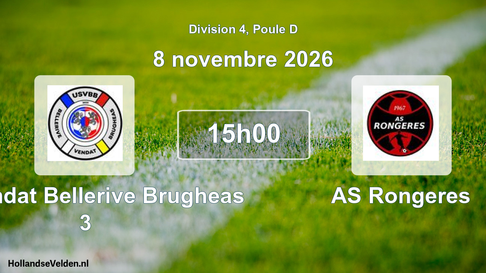 Match programmé: US Vendat Bellerive Brugheas 3 - AS Rongeres (8 novembre 2026)