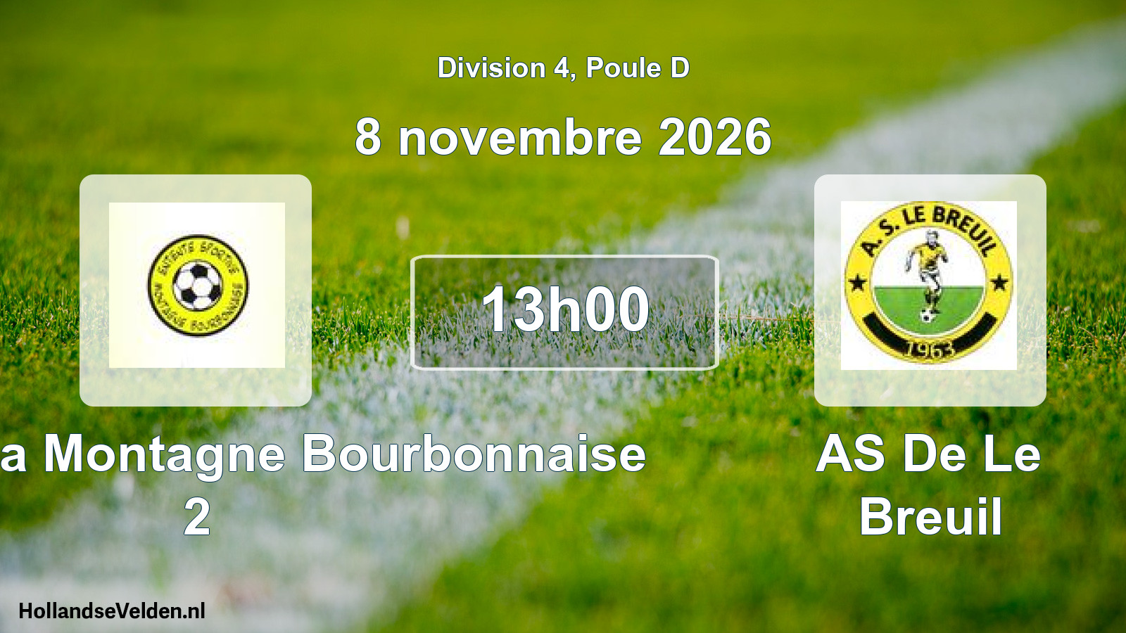 Match programmé: Ent.S. de la Montagne Bourbonnaise 2 - AS De Le Breuil (8 novembre 2026)