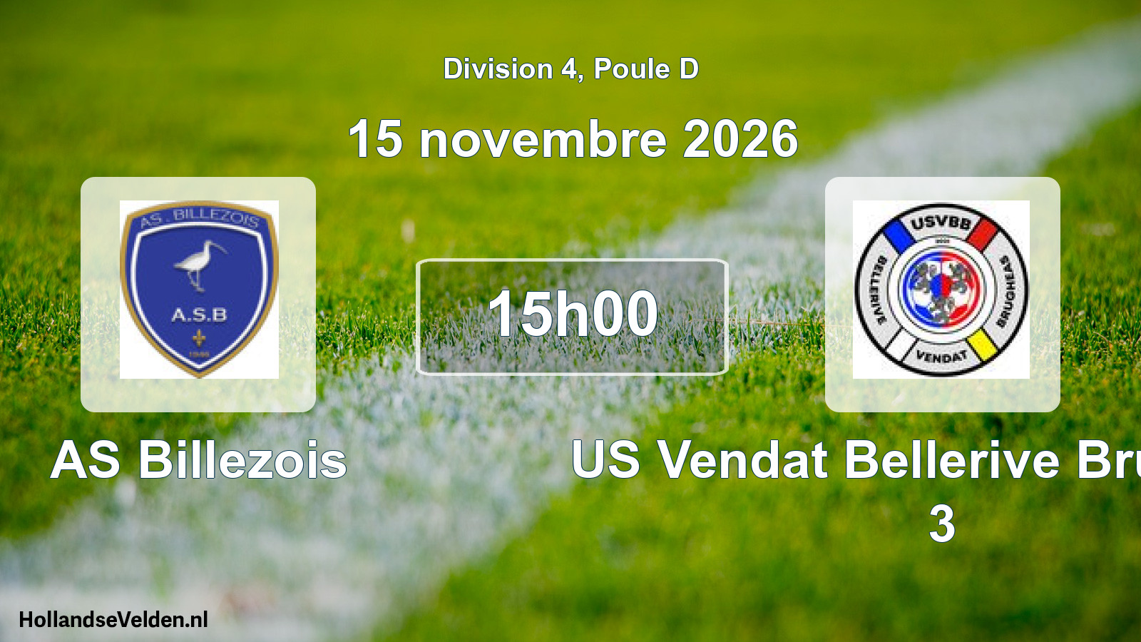 Match programmé: AS Billezois - US Vendat Bellerive Brugheas 3 (15 novembre 2026)