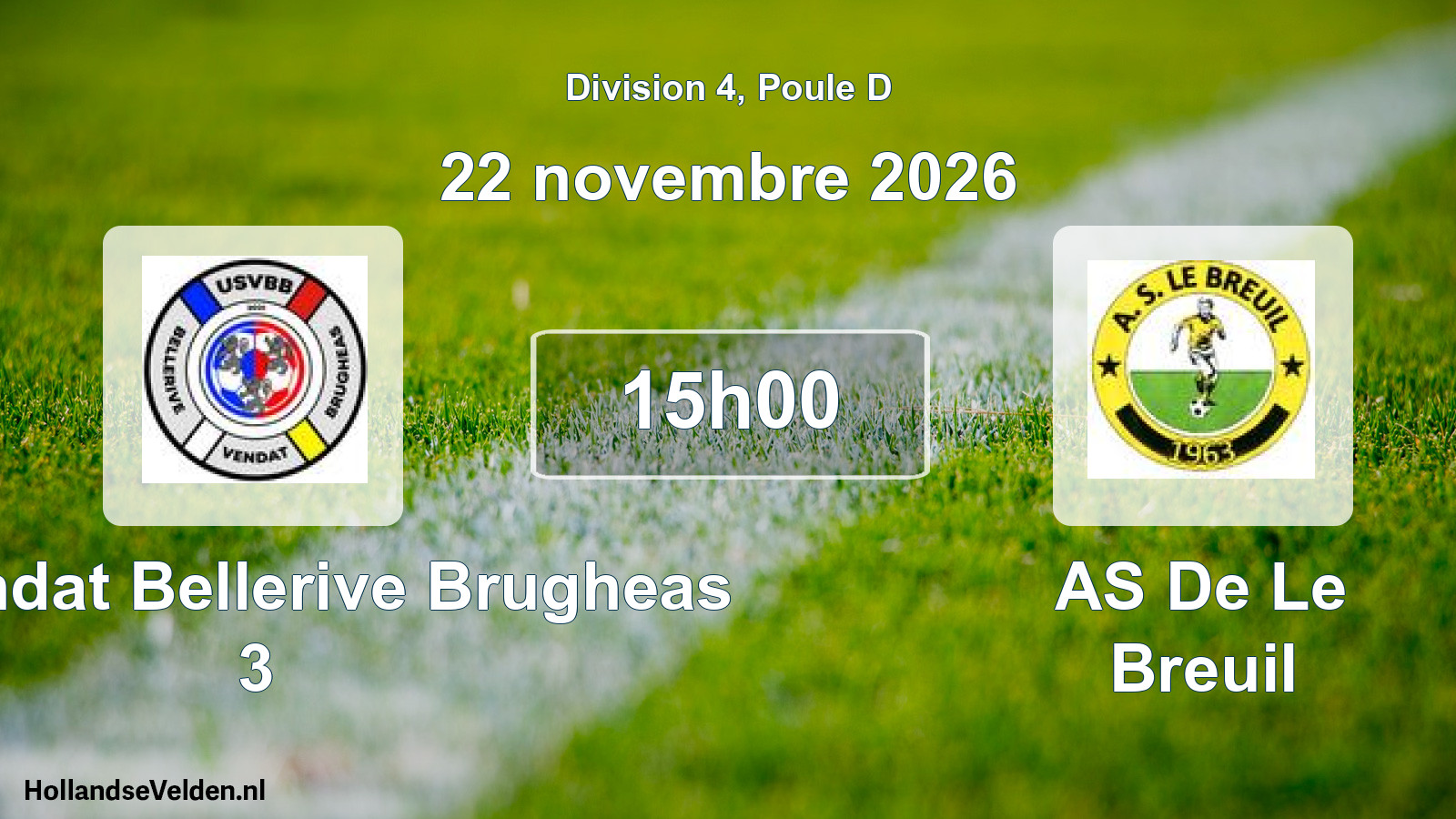 Match programmé: US Vendat Bellerive Brugheas 3 - AS De Le Breuil (22 novembre 2026)