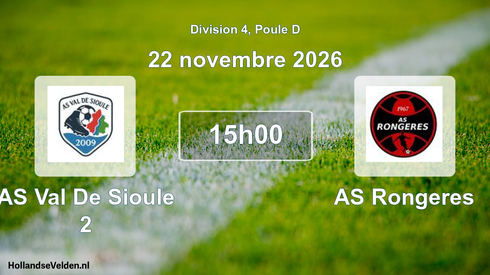 Match programmé: AS Val De Sioule 2 - AS Rongeres (22 novembre 2026)