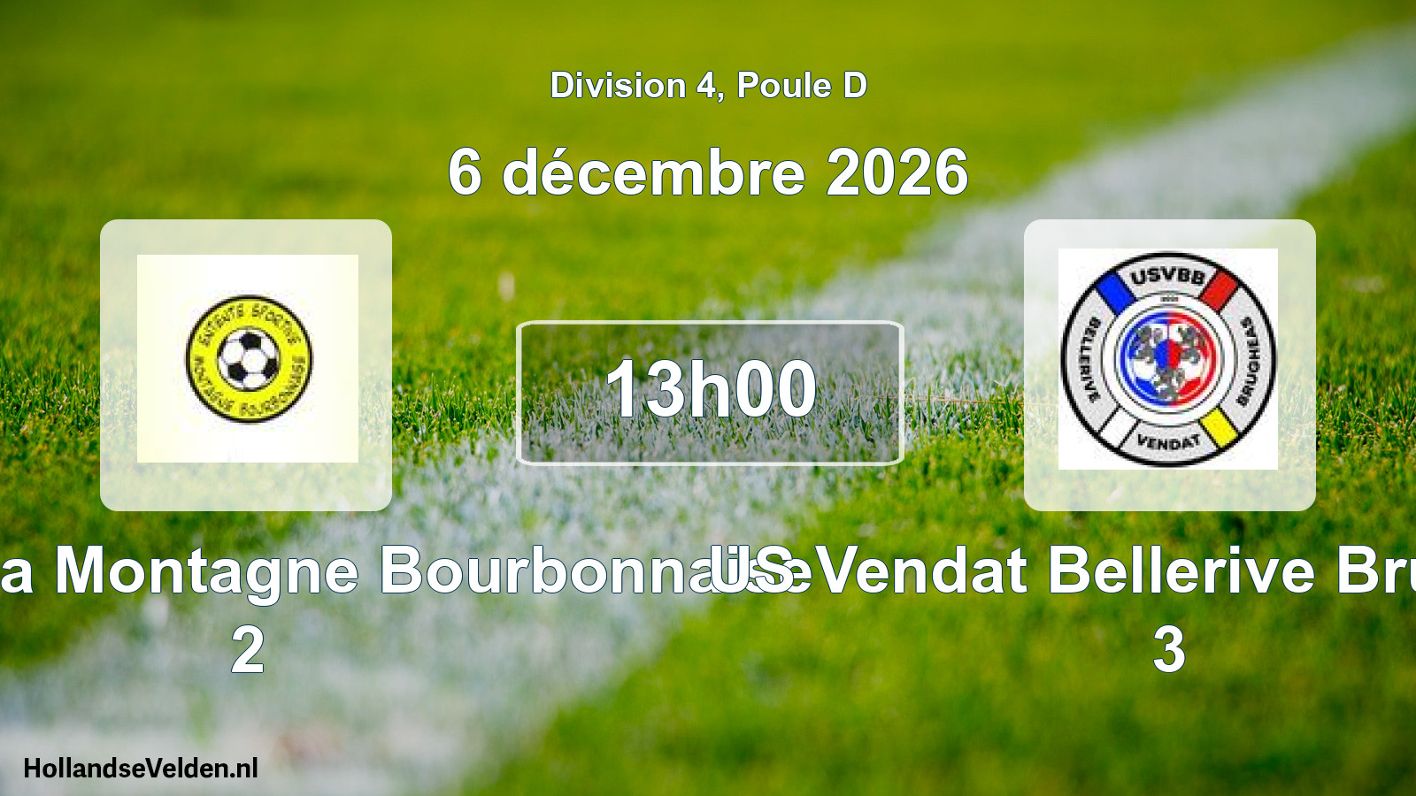 Match programmé: Ent.S. de la Montagne Bourbonnaise 2 - US Vendat Bellerive Brugheas 3 (6 décembre 2026)