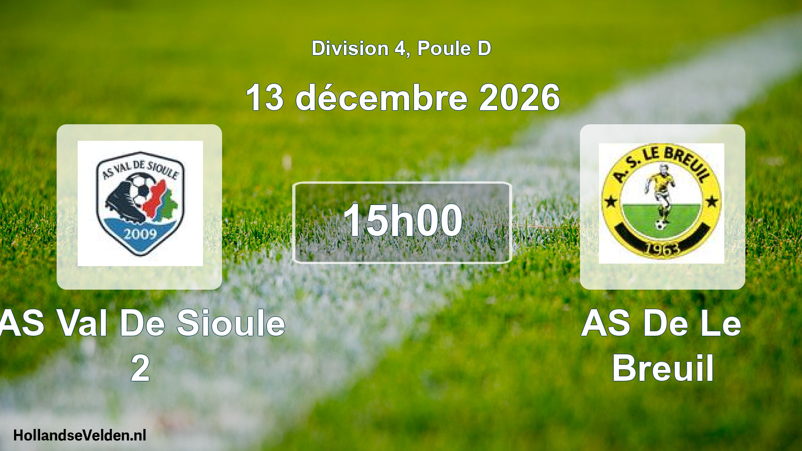 Match programmé: AS Val De Sioule 2 - AS De Le Breuil (13 décembre 2026)