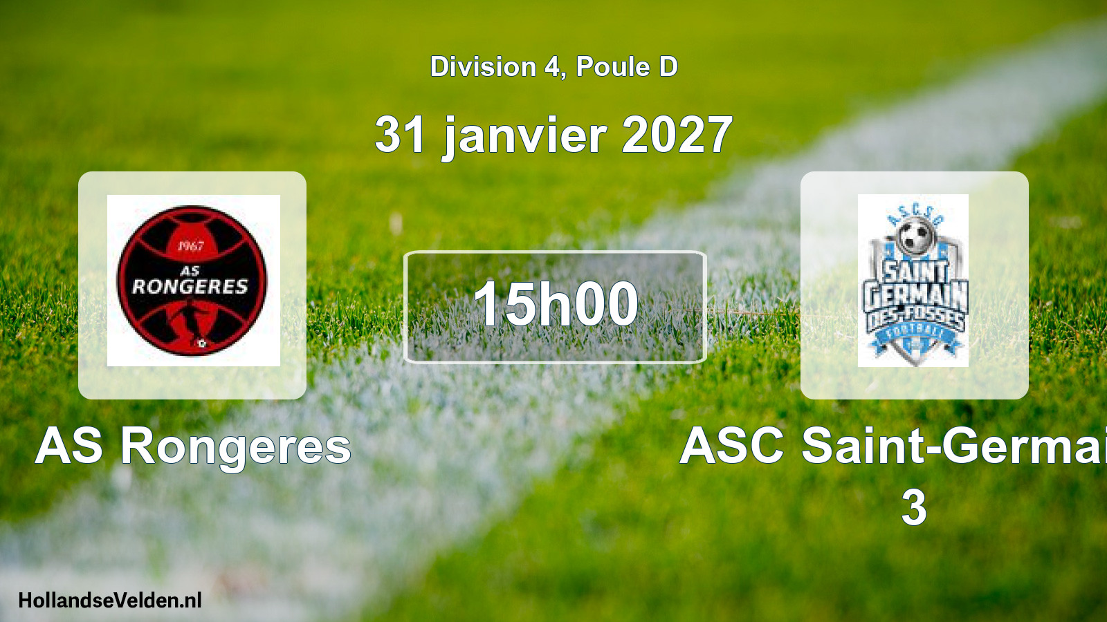 Match programmé: AS Rongeres - ASC Saint-Germain 3 (31 janvier 2027)