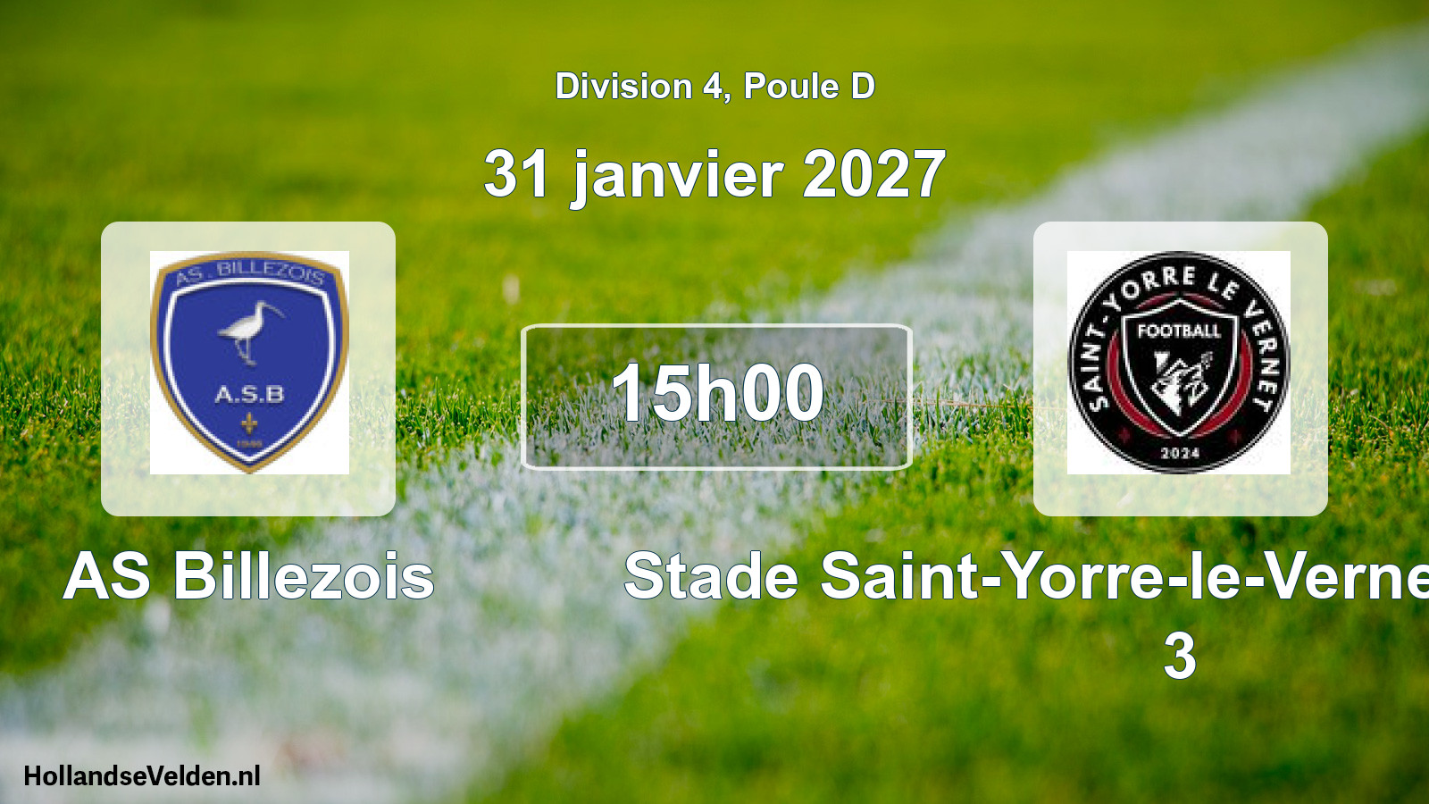 Match programmé: AS Billezois - Stade Saint-Yorre-le-Vernet Football 3 (31 janvier 2027)