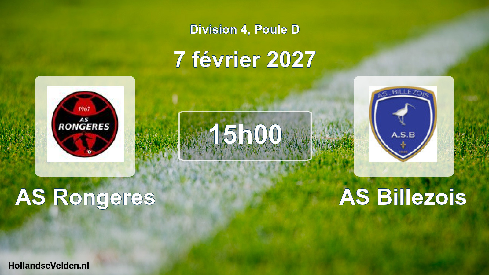 Match programmé: AS Rongeres - AS Billezois (7 février 2027)