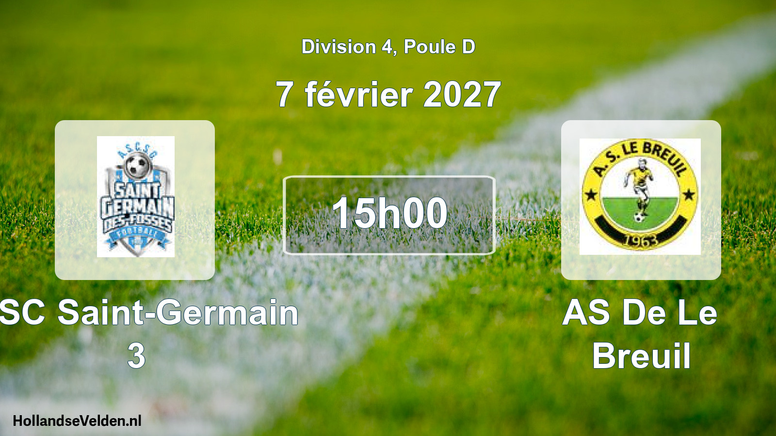 Match programmé: ASC Saint-Germain 3 - AS De Le Breuil (7 février 2027)
