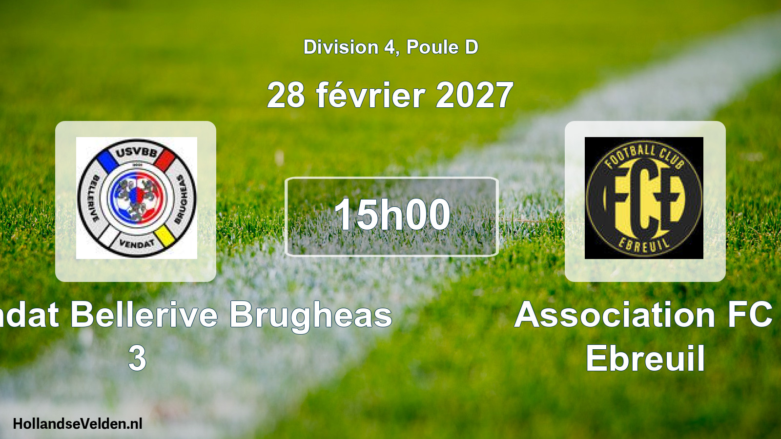Match programmé: US Vendat Bellerive Brugheas 3 - Association FC Ebreuil (28 février 2027)