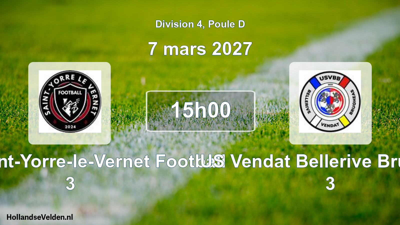Match programmé: Stade Saint-Yorre-le-Vernet Football 3 - US Vendat Bellerive Brugheas 3 (7 mars 2027)