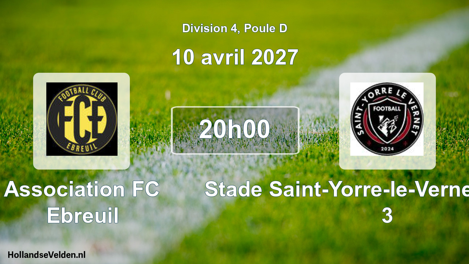 Match programmé: Association FC Ebreuil - Stade Saint-Yorre-le-Vernet Football 3 (10 avril 2027)