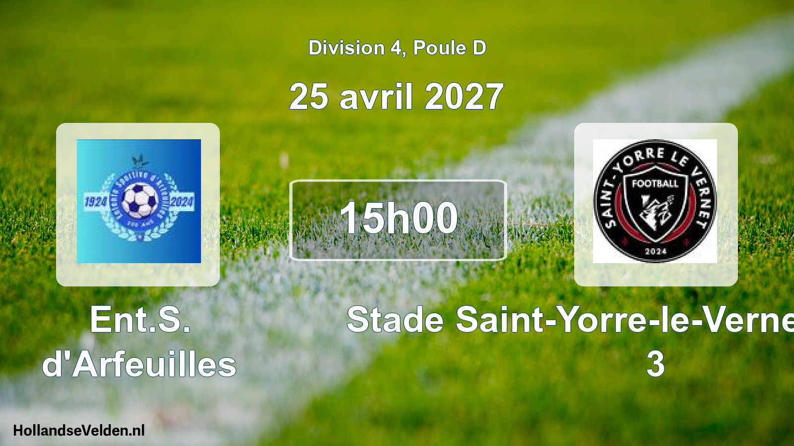 Match programmé: Ent.S. d'Arfeuilles - Stade Saint-Yorre-le-Vernet Football 3 (25 avril 2027)