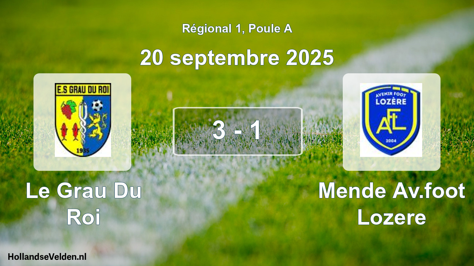 Gespeelde wedstrijd: Le Grau Du Roi - Mende Av.foot Lozere 3 - 1 (20 septembre 2025)