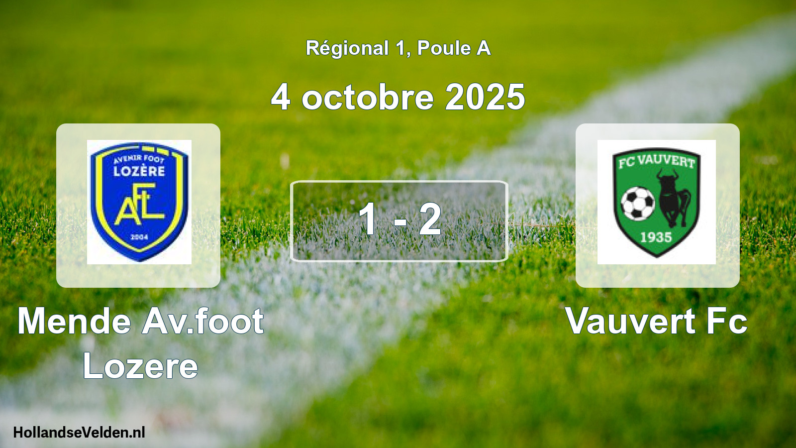 Total number of matches played: Mende Av.foot Lozere - Vauvert Fc 1 - 2 (4 October 2025)