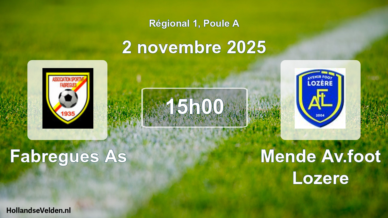 Geplande wedstrijd: Fabregues As - Mende Av.foot Lozere (2 novembre 2025)