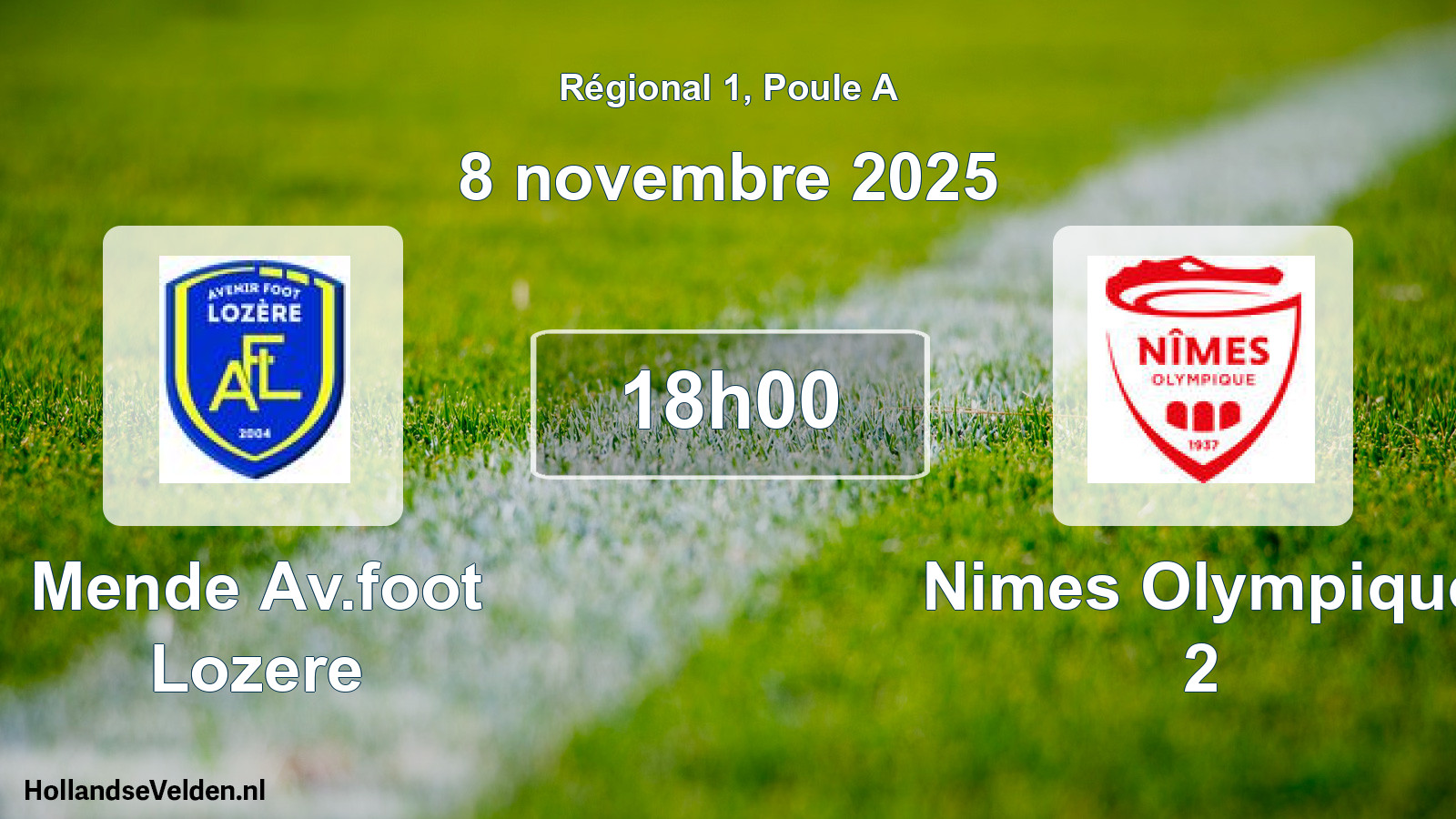 Geplande wedstrijd: Mende Av.foot Lozere - Nimes Olympique 2 (8 novembre 2025)