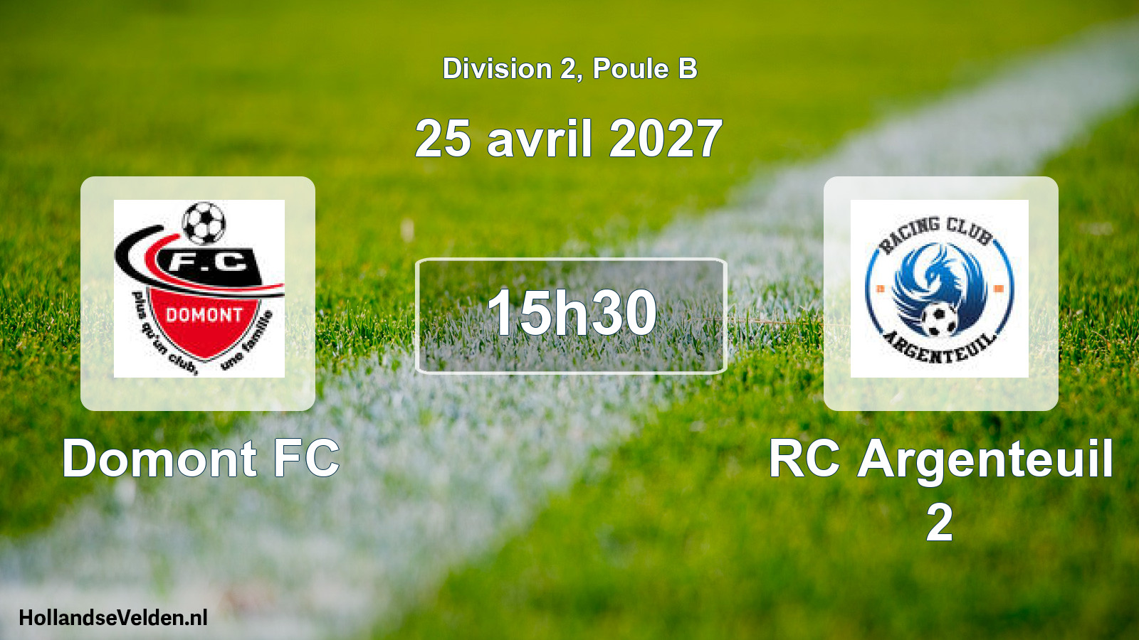 Match programmé: Domont FC - RC Argenteuil 2 (25 avril 2027)