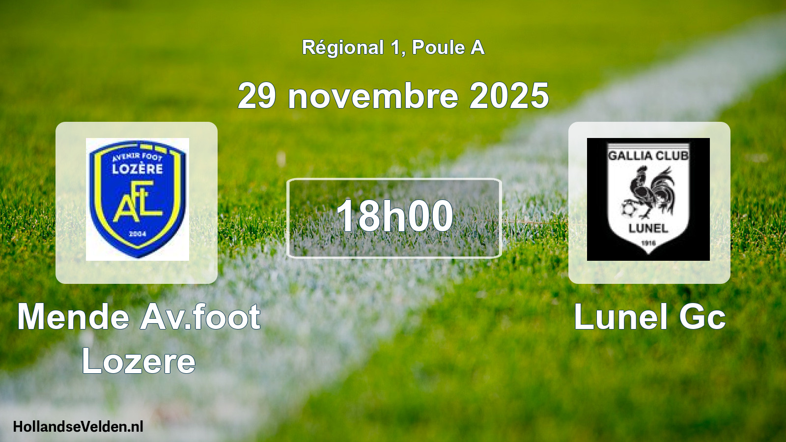 Geplande wedstrijd: Mende Av.foot Lozere - Lunel Gc (29 novembre 2025)