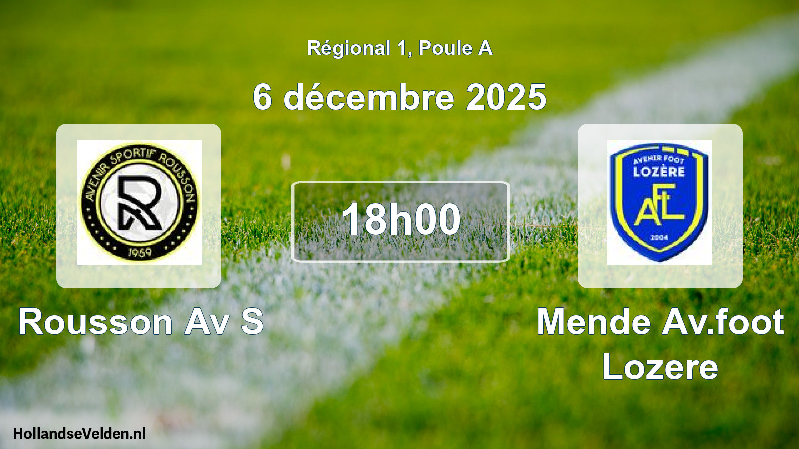 Geplande wedstrijd: Rousson Av S - Mende Av.foot Lozere (6 décembre 2025)