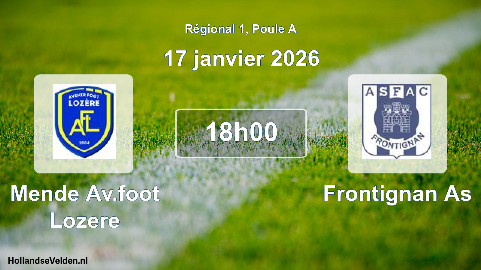 Geplande wedstrijd: Mende Av.foot Lozere - Frontignan As (17 januari 2026)