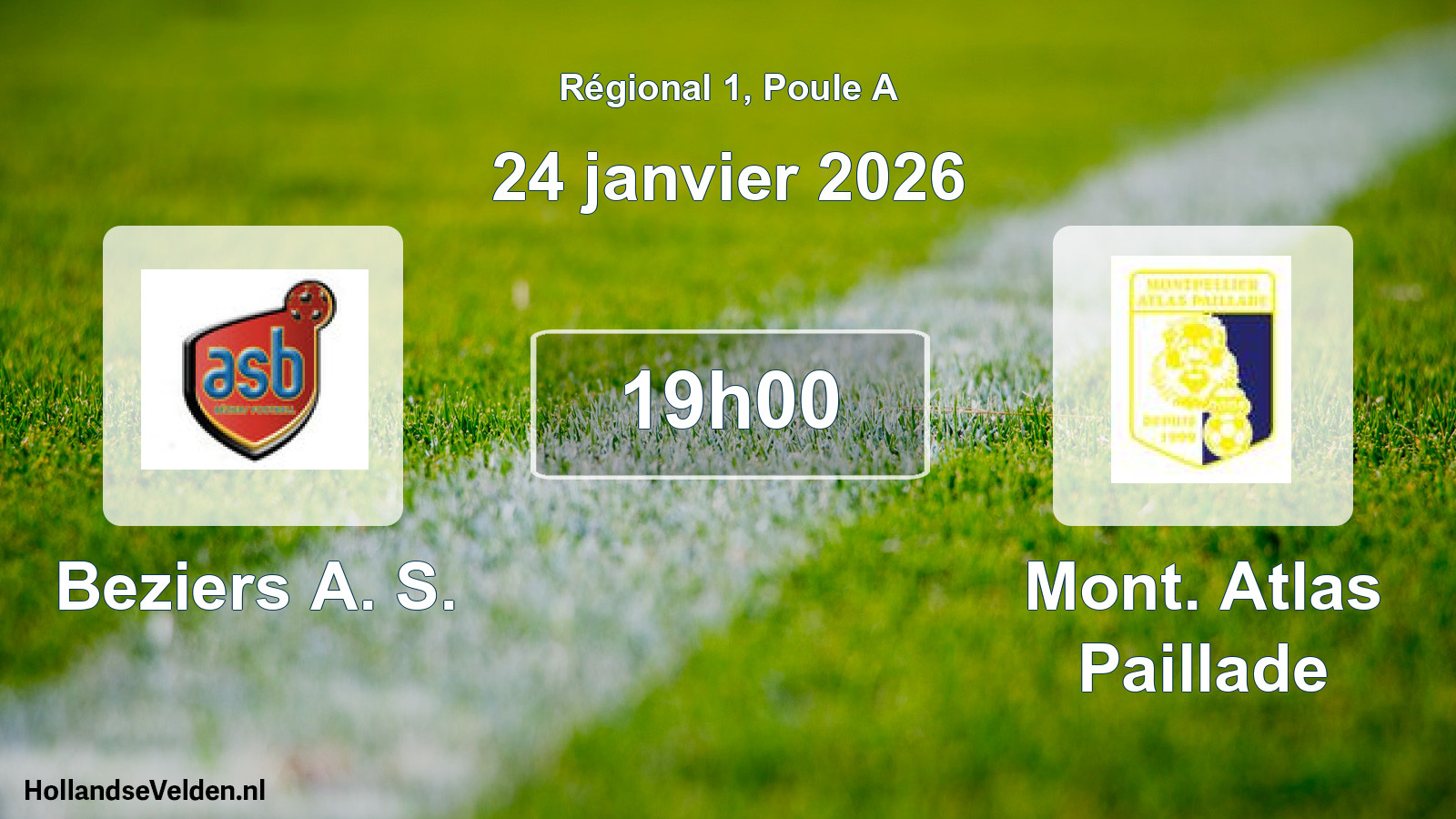 Geplande wedstrijd: Beziers A. S. - Mont. Atlas Paillade (24 januari 2026)