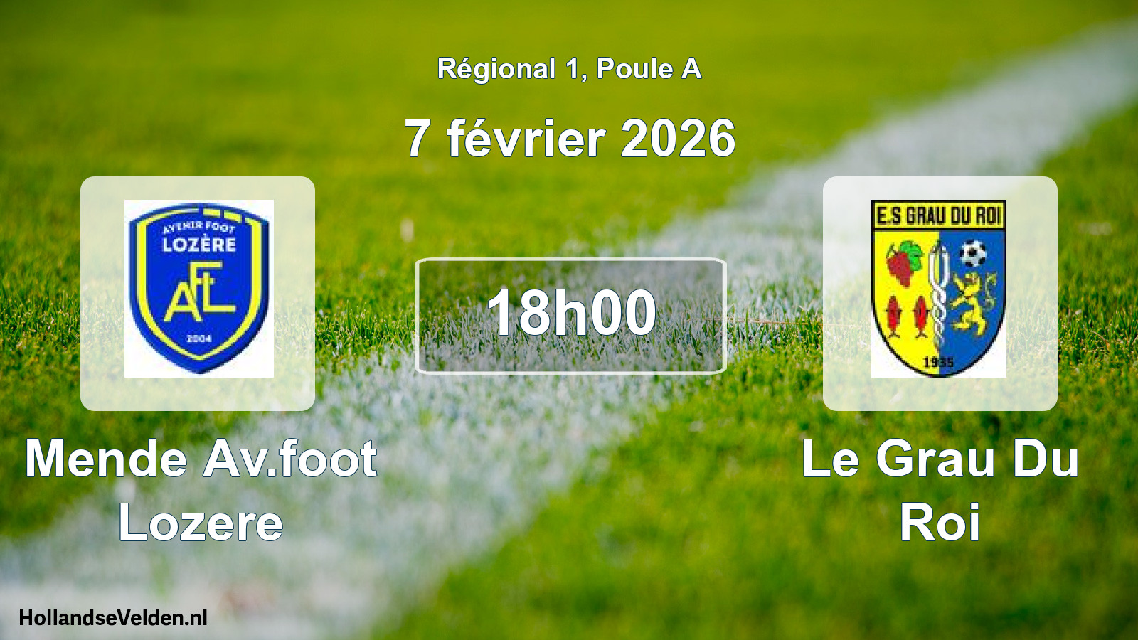 Geplande wedstrijd: Mende Av.foot Lozere - Le Grau Du Roi (7 février 2026)