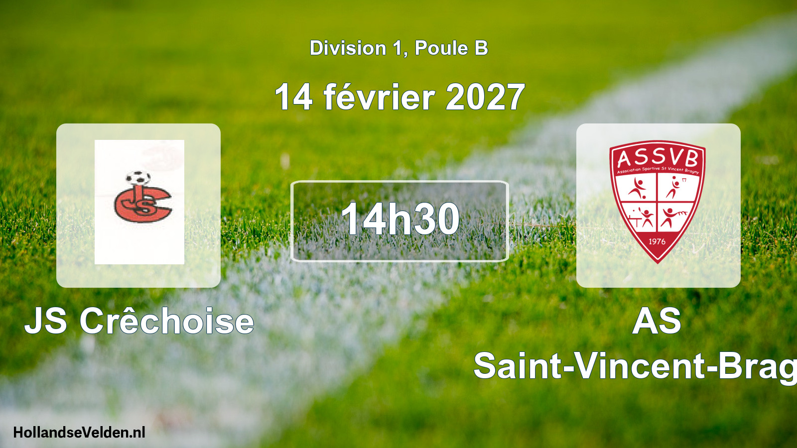 Match programmé: JS Crêchoise - AS Saint-Vincent-Bragny (14 février 2027)