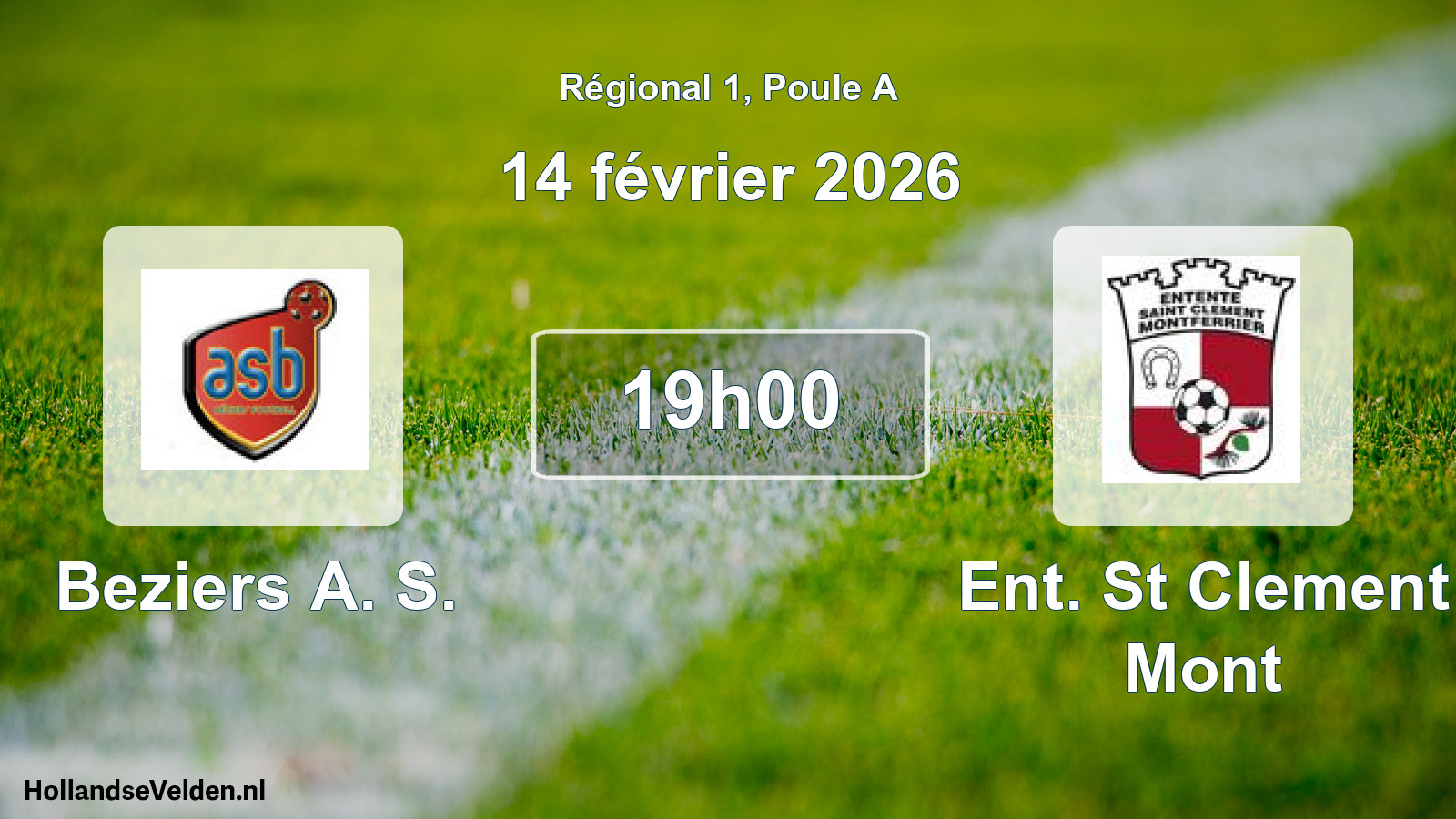 Geplande wedstrijd: Beziers A. S. - Ent. St Clement Mont (14 février 2026)