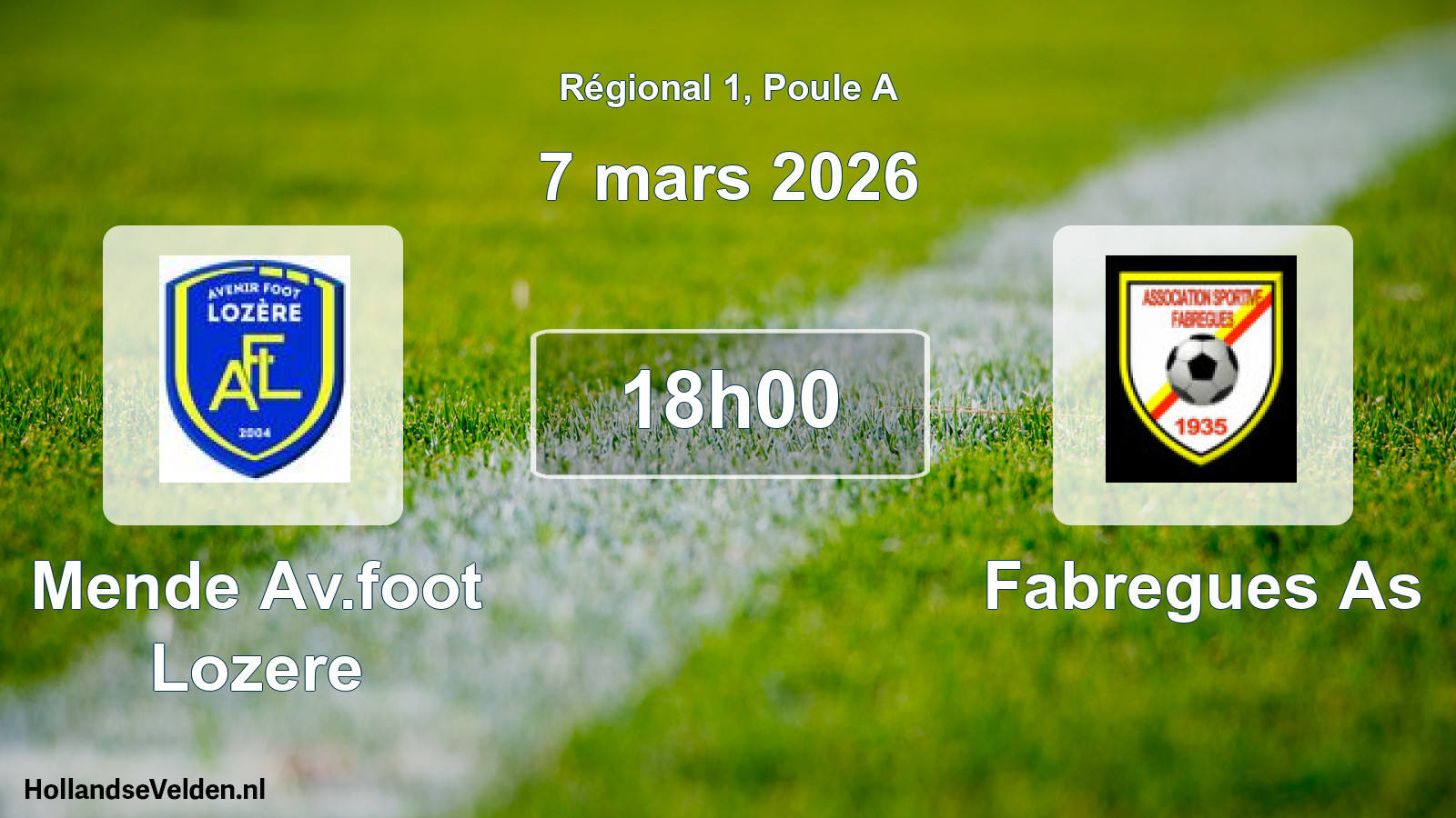 Scheduled Match: Mende Av.foot Lozere - Fabregues As (7 March 2026)