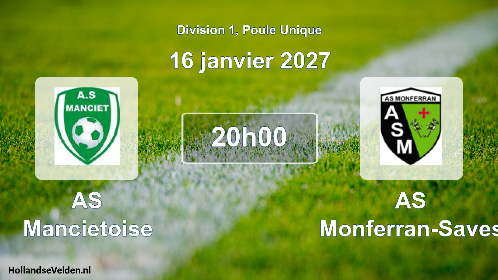Match programmé: AS Mancietoise - AS Monferran-Saves (16 janvier 2027)