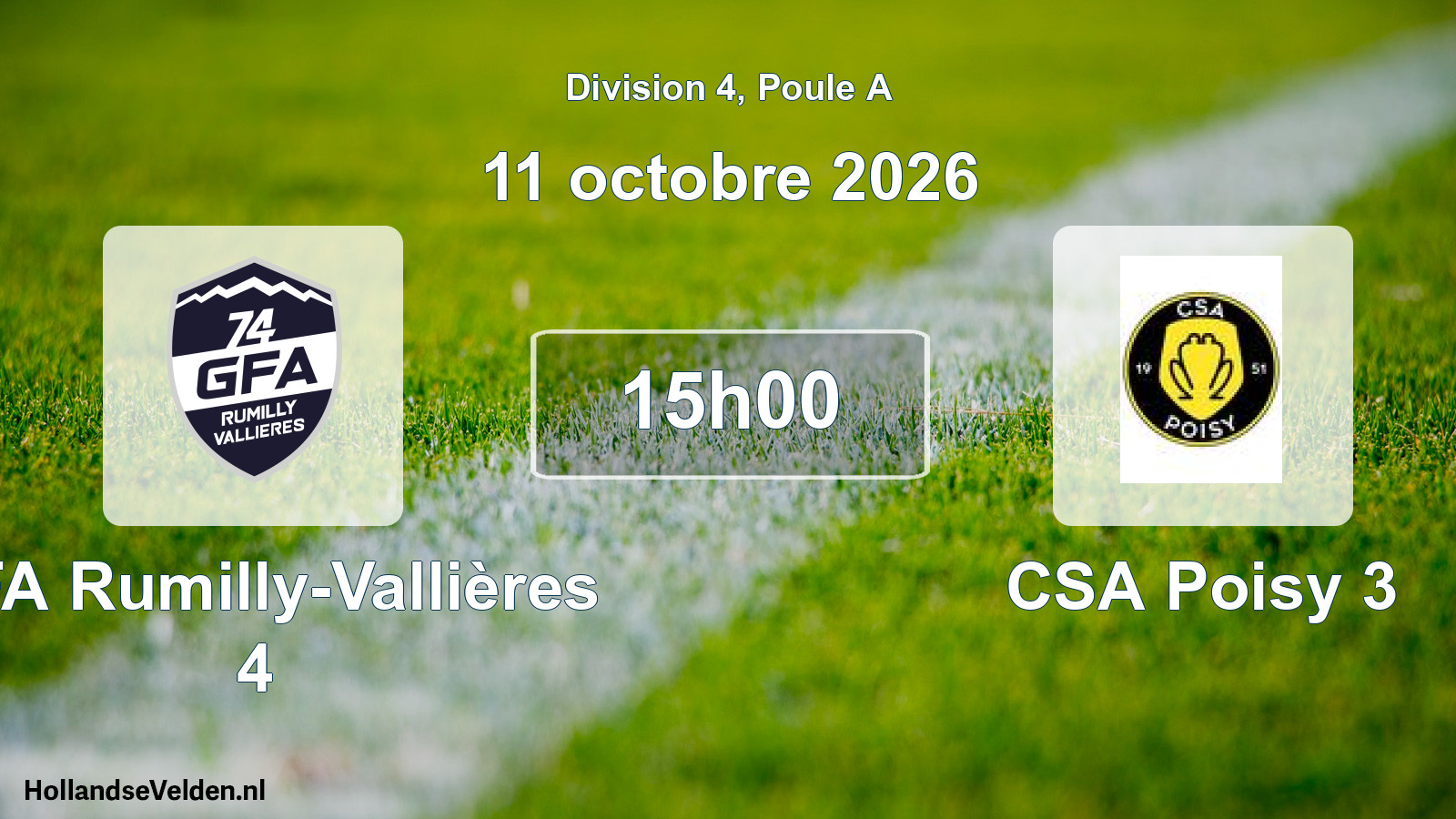 Scheduled Match: GFA Rumilly-Vallières 4 - CSA Poisy 3 (11 October 2026)