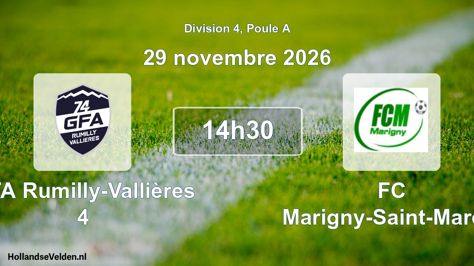 Scheduled Match: GFA Rumilly-Vallières 4 - FC Marigny-Saint-Marcel (29 November 2026)