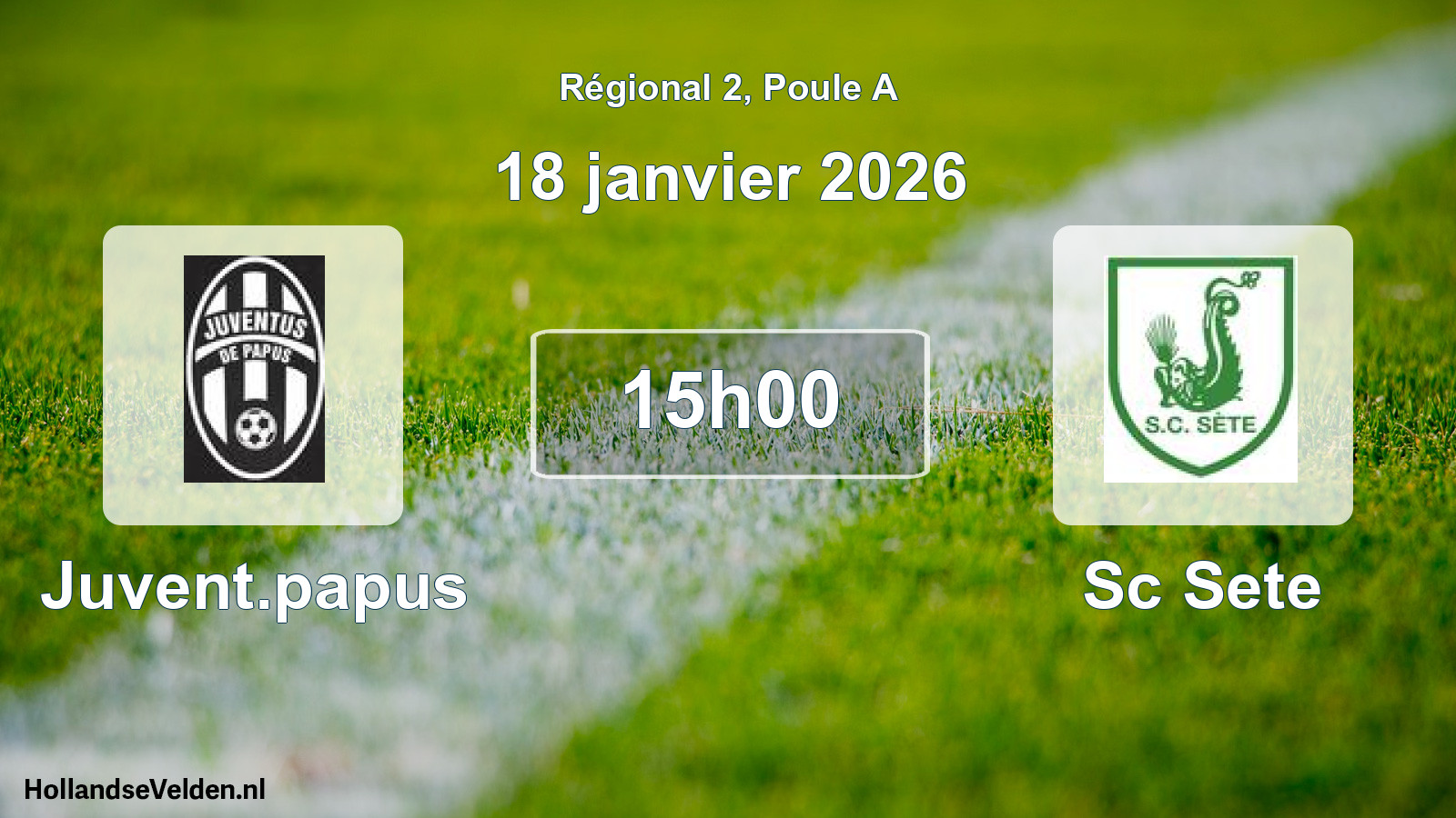 Geplande wedstrijd: Juvent.papus - Sc Sete (18 janvier 2026)