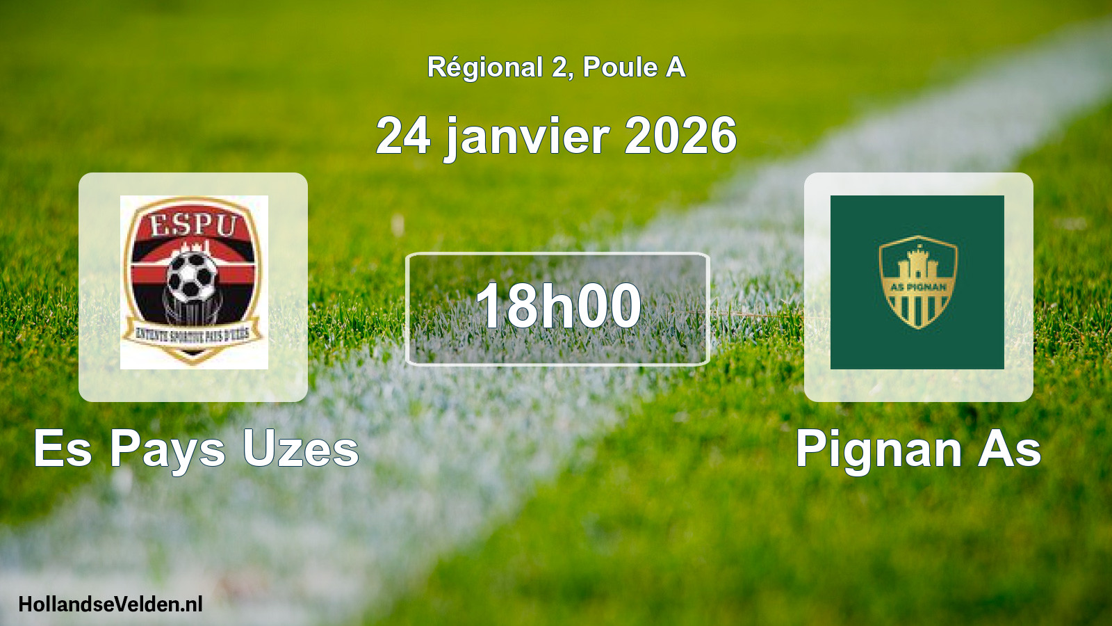 Geplande wedstrijd: Es Pays Uzes - Pignan As (24 januari 2026)