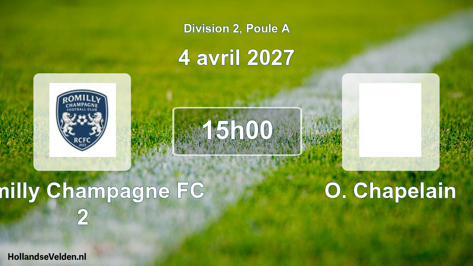 Match programmé: Romilly Champagne FC 2 - O. Chapelain (4 avril 2027)