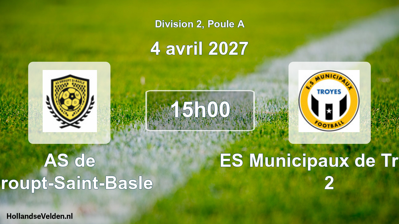 Scheduled Match: AS de Droupt-Saint-Basle - ES Municipaux de Troyes 2 (4 April 2027)
