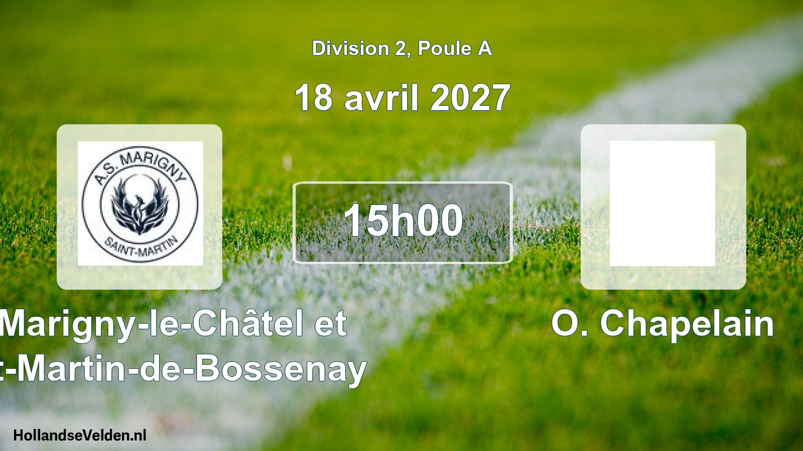 Match programmé: AS Marigny-le-Châtel et Saint-Martin-de-Bossenay - O. Chapelain (18 avril 2027)